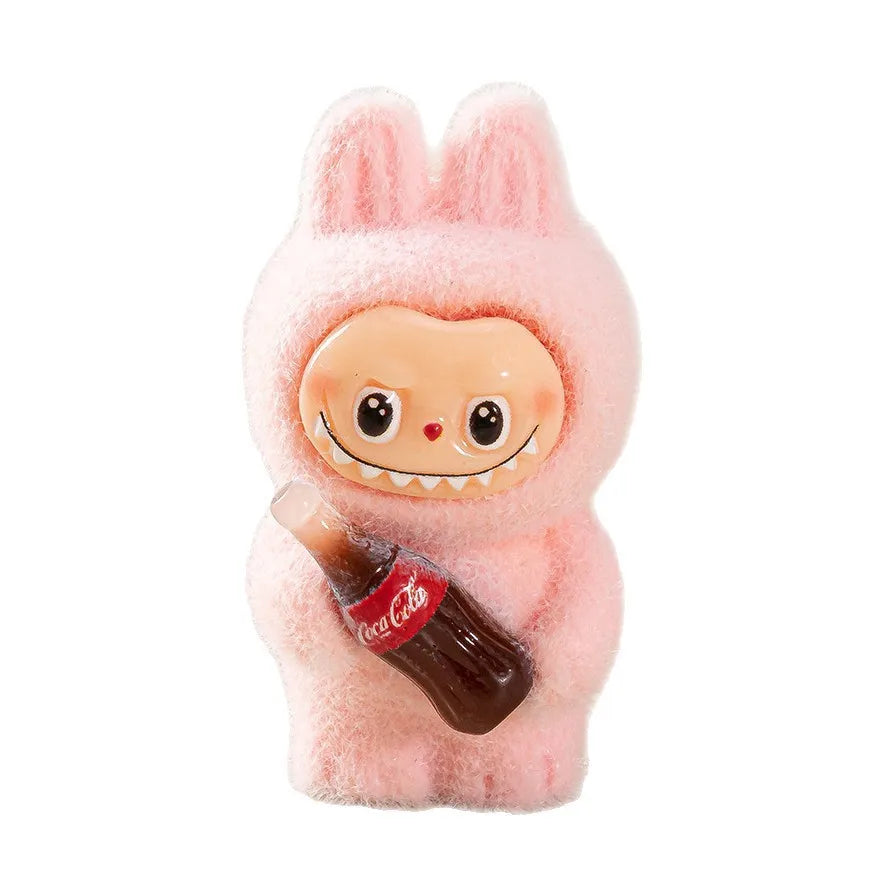 1-10pcs Lovely Lububu Coke Bottle Flocked DIY Action Figure Decorative Pendant Desktop Dolls Car Ornaments Toy Christmas Gifts