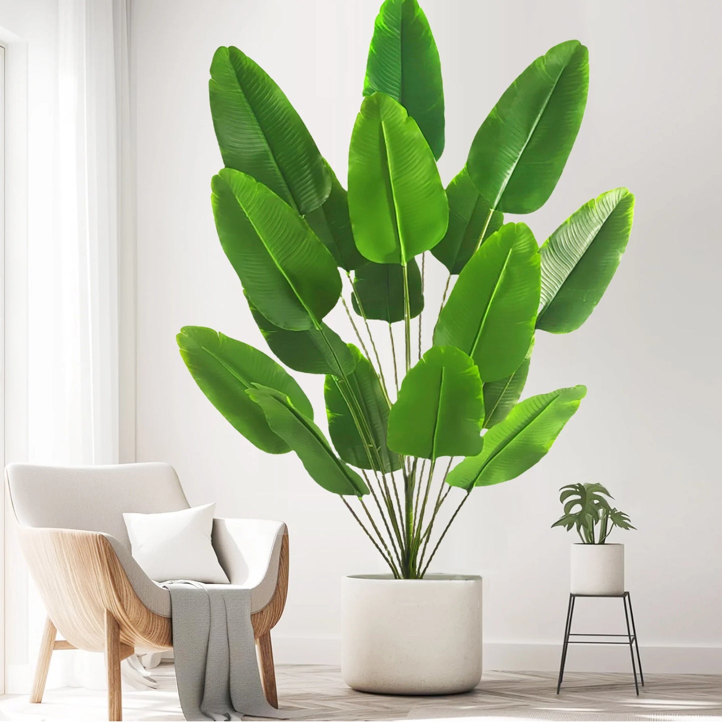 60-90-120cm(47.2in) Artificial Tropical Palm Tree Fake Banana Plant Leaves Real Touch Strelitzia Plastic Plant for Home Garden