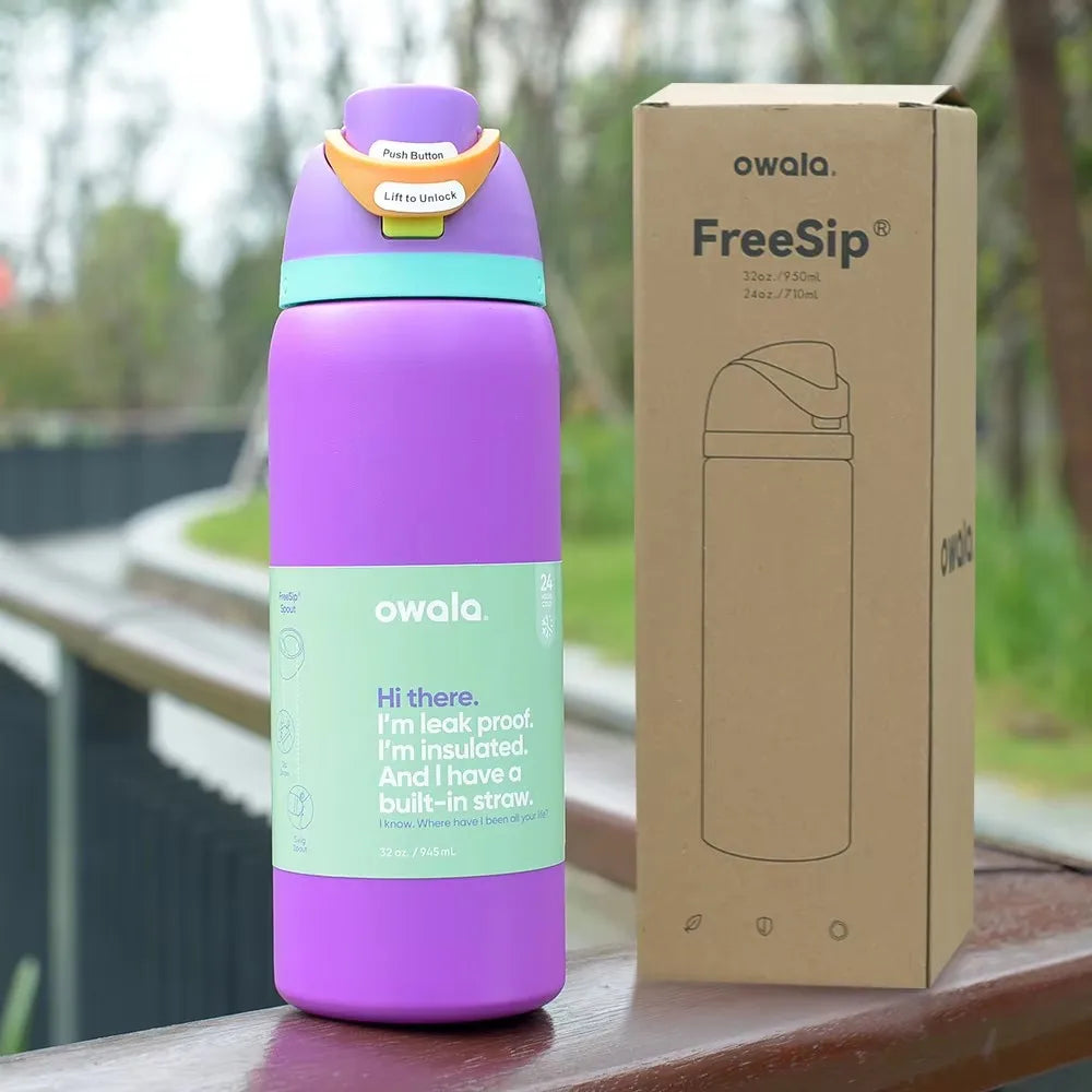 2025 NEW Owala 24Oz/32 OzInsulated Stainless Steel Water Bottle with Straw, BPA-Free Sports Water ion for Your Outdoor Adventure