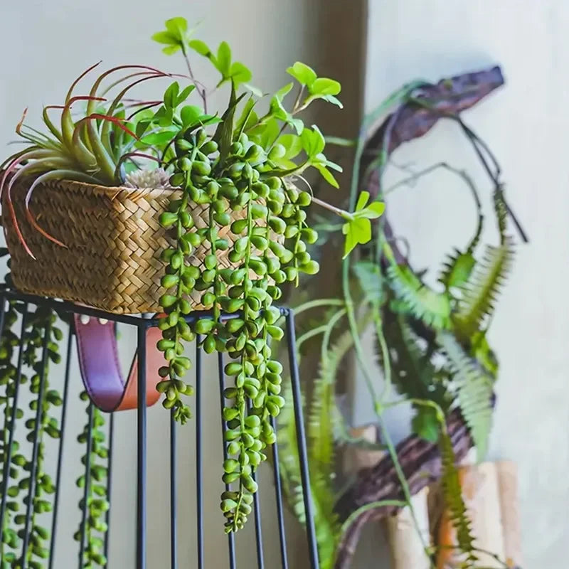 Lifelike Artificial Lush Hanging Succulents Home Wedding Green Plant Wall Hanging Vine Decorative Plant Wall Balcony Outdoor
