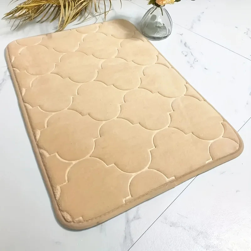 Non-Slip Bathroom Mat with Thick Memory Foam - Absorbent Polyester Floor Pad for Toilet Entrance Slow Rebound Sponge