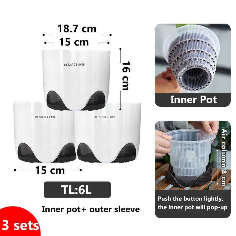 Meshpot 12 cm Plastic Orchid Pot Inner Clear Orchid Planter Double Layer Good Outlooking Plants Container Garden Accessories