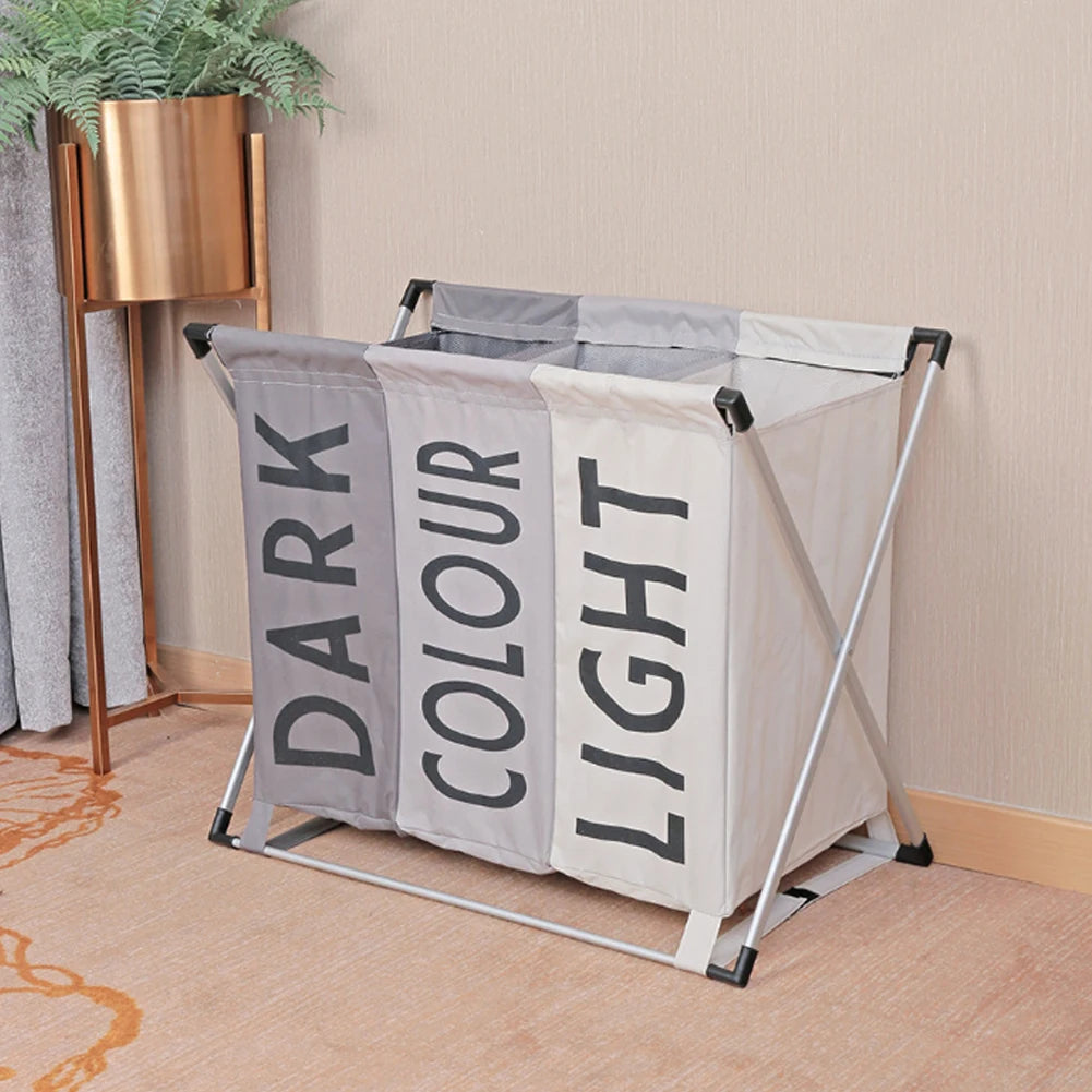 3 Section Laundry Hamper basket, Light and Dark Colour