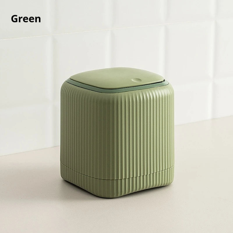 Desktop Trash Can with Lid In/Outside Double barrels Garbage Waste Bin Organizer Bedroom Office Desk Storage Box Durable Plastic