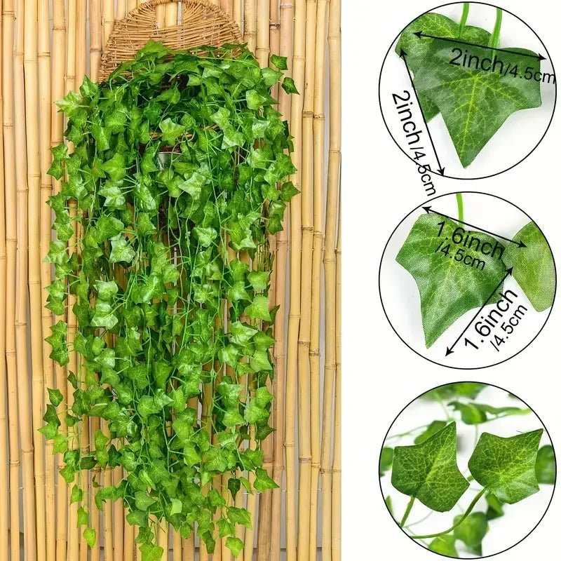Artificial Green Leaves Ivy Vine Garland Creeper Rattan Fake Leaf Plants Hanging Garlands for Garden Wedding Party Home Decor