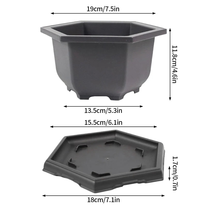 Rectangular Bonsai Training Pots Plastic Flowerpot with Drainage Tray Succulent Plants Pot Bonsai Plants Growing Pots Home Decor