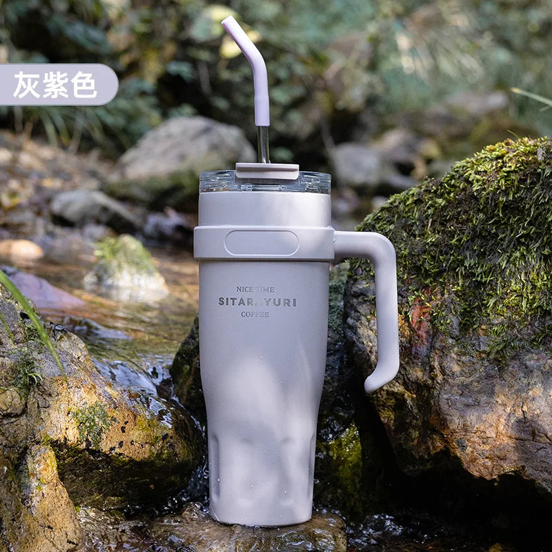2025 New Sitarayuri Large Capacity 304 Stainless Steel Inner Handle Cup Office Insulation Cold Straw Cup Daily Drinking Cup