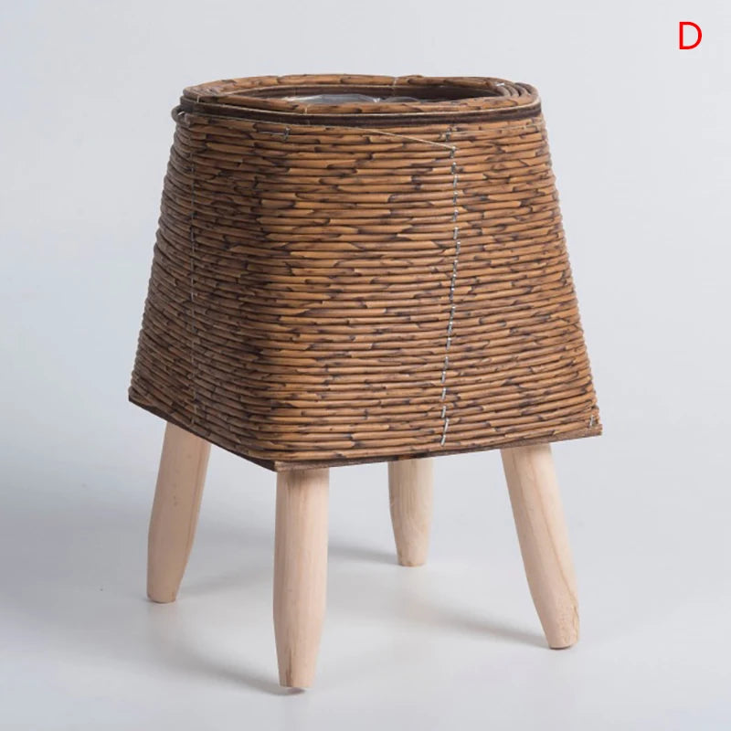 Vine Woven Wooden Frame Flower Stand As A Souvenir For Home Decor Indoor Decoration Desktop Green Ivy Succulent Potted Plant