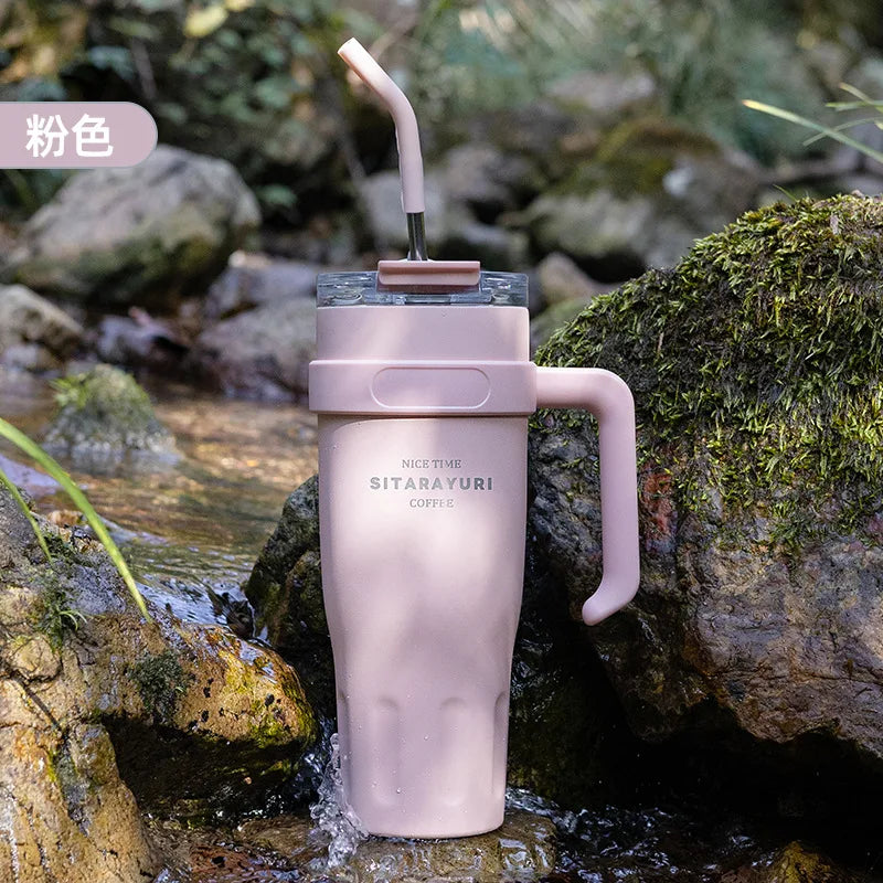 2025 New Sitarayuri Large Capacity 304 Stainless Steel Inner Handle Cup Office Insulation Cold Straw Cup Daily Drinking Cup
