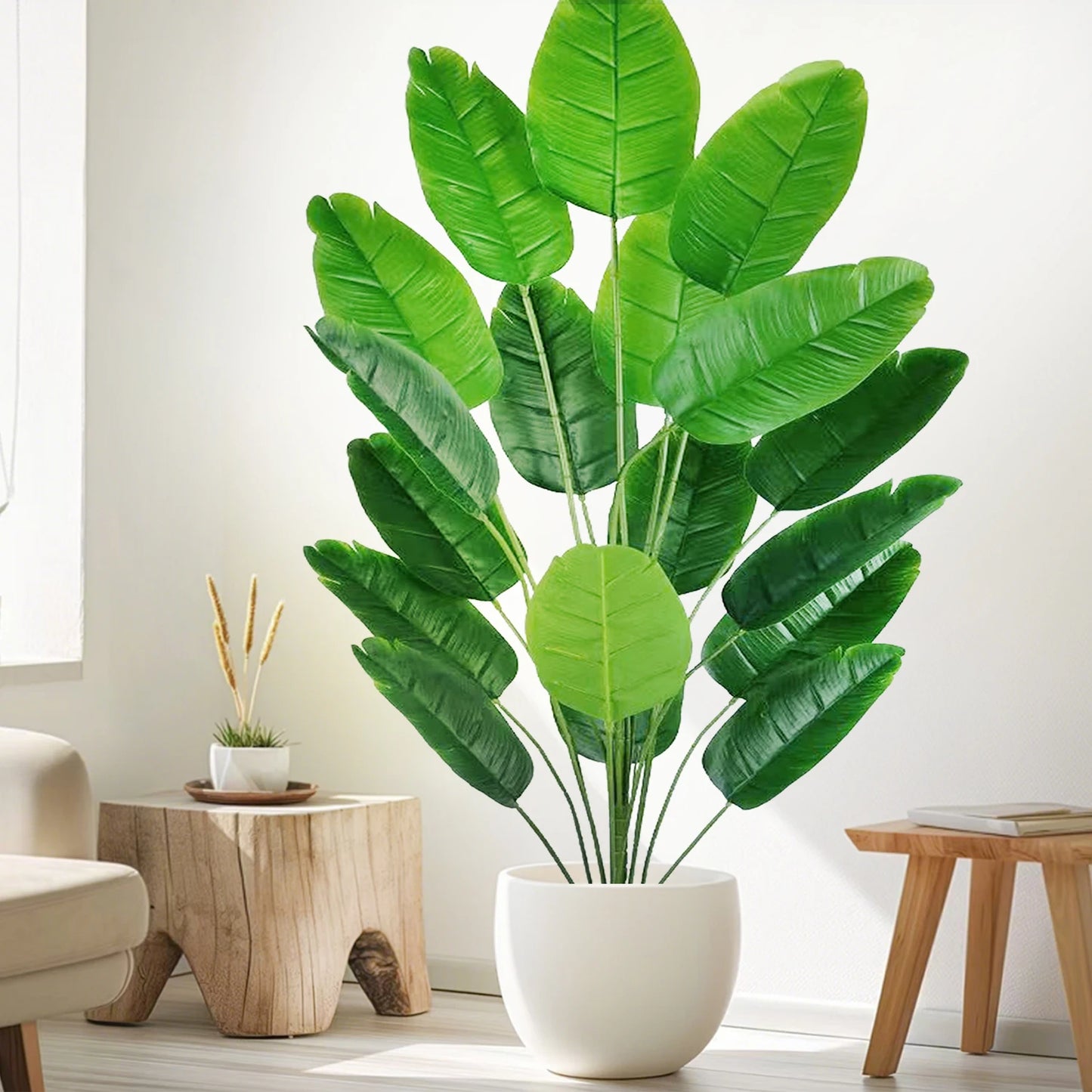 60-90-120cm(47.2in) Artificial Tropical Palm Tree Fake Banana Plant Leaves Real Touch Strelitzia Plastic Plant for Home Garden