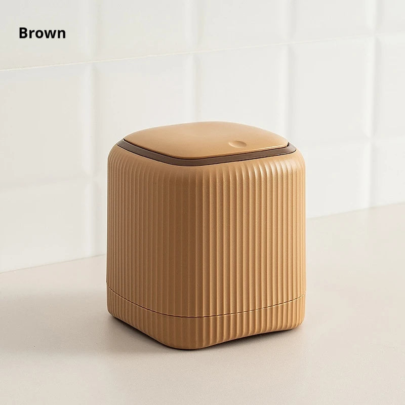 Desktop Trash Can with Lid In/Outside Double barrels Garbage Waste Bin Organizer Bedroom Office Desk Storage Box Durable Plastic