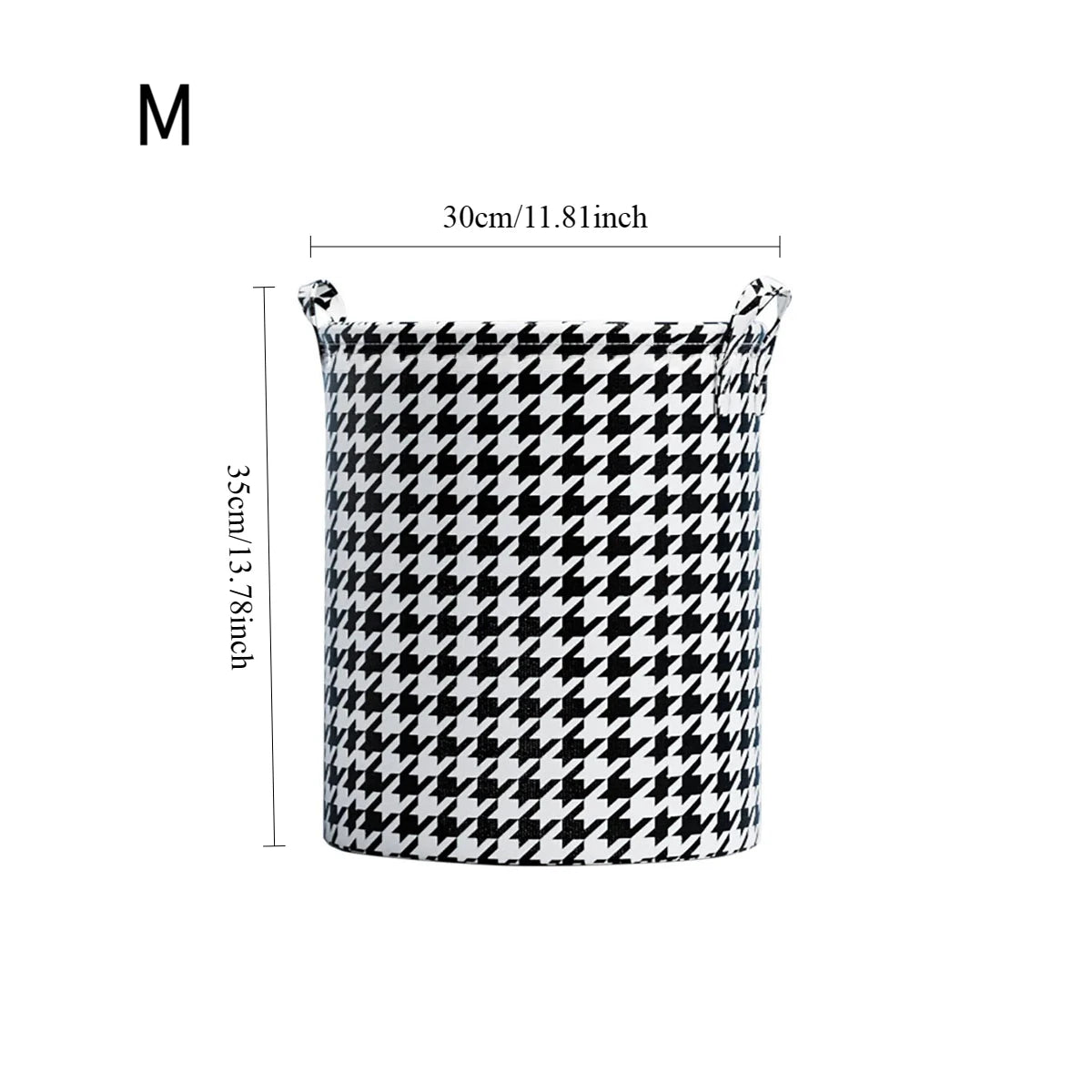 Laundry Basket with Handles,Houndstooth Blanket Storage Basket,Foldable Bedroom Hamper,Dirty Clothes Toys Hamper for Living Room