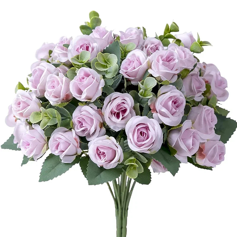 10 Heads Artificial Flower Silk Rose white Eucalyptus leaves Peony Bouquet Fake Flower for Wedding Table Party Vase Home Decor