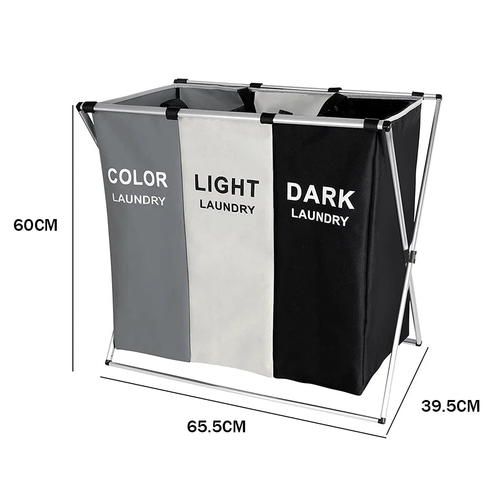 Foldable Laundry Basket Large Capacity Toys Clothes Organizer Aluminum Bracket Waterproof Bathroom Laundry Basket Hamper