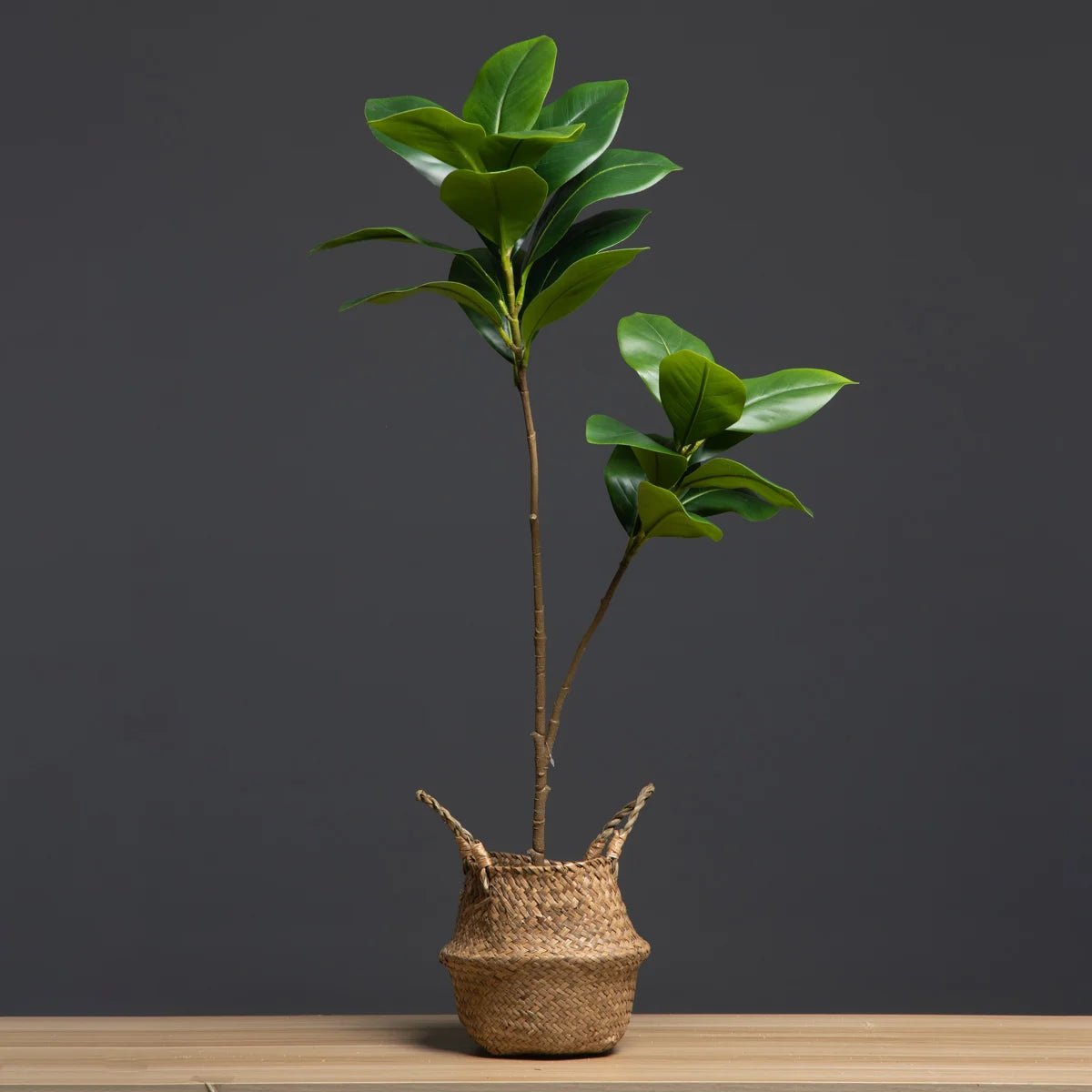 105cm 2 Forks Large Artificial Plants Fake Magnolia Tree Branch Plastic Rubber Leaves Tall Green Landscape For Home Garden Decor