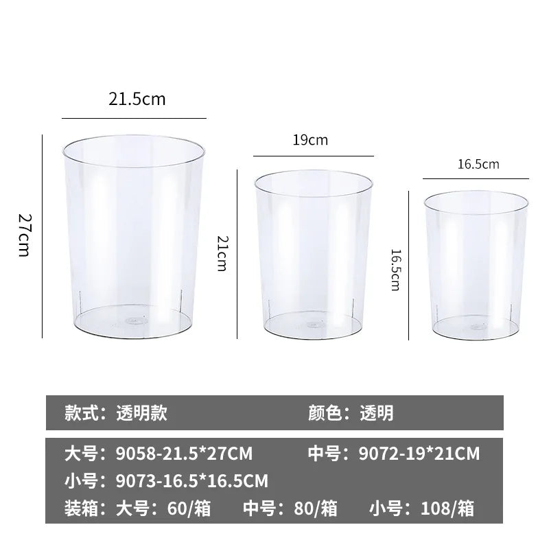Luxury Transparent Trash Can Without Lid Garbage Bin Home Office Rubbish Nordic Garbage Container Waste Basket Kitchen Dustbin
