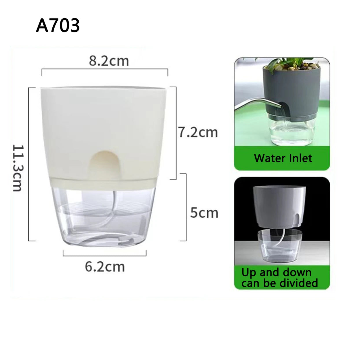 2 Layer Soilless Cultivation Flower Pot Cotton Rope Self Watering Hydroponic Plant Basin Automatic Irrigation Lazy Flowerpot 1Pc