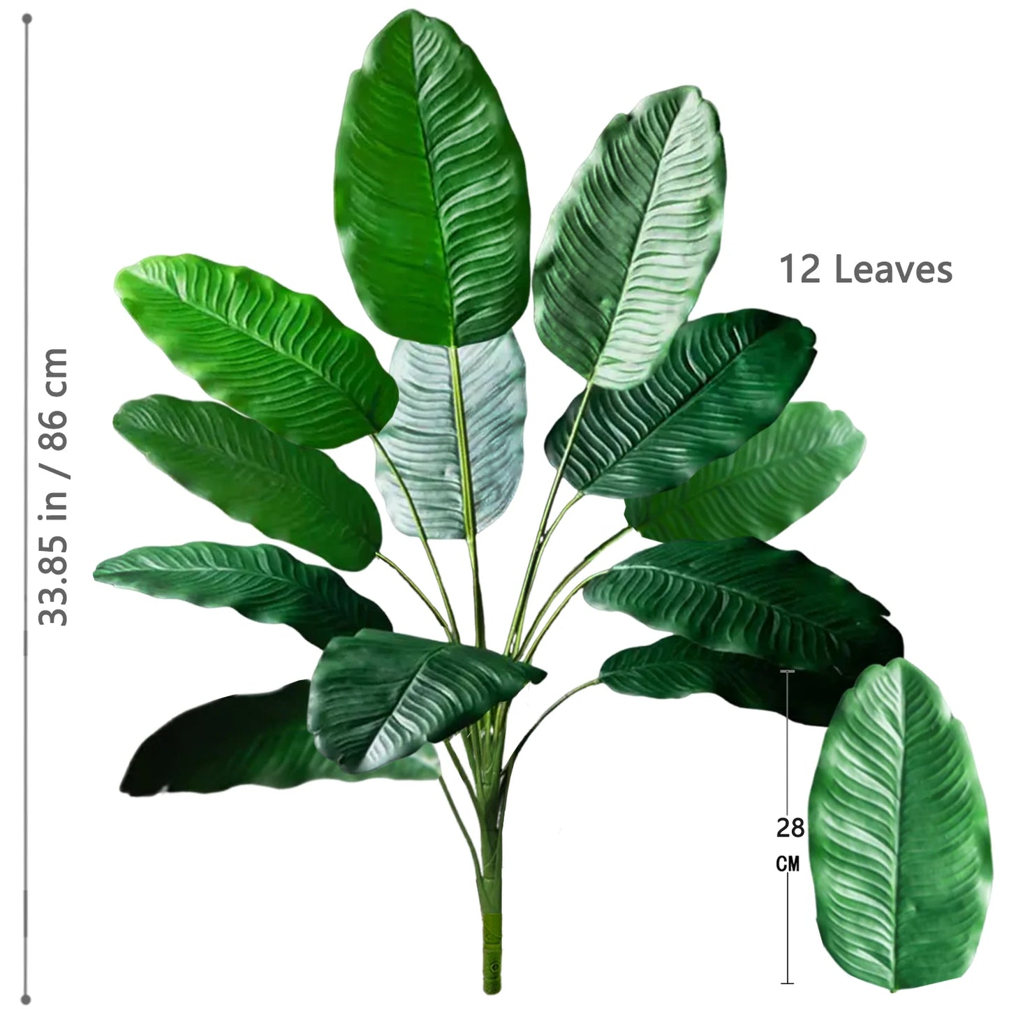 60-90-120cm(47.2in) Artificial Tropical Palm Tree Fake Banana Plant Leaves Real Touch Strelitzia Plastic Plant for Home Garden