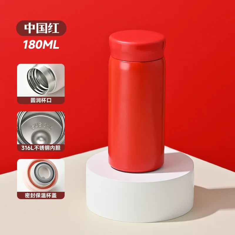 180/300ml Mini 316 Stainless Steel Thermos Cup Ultra-compact Portable Leak-proof Fashion Water Cup Drinkware Thermos Kettle