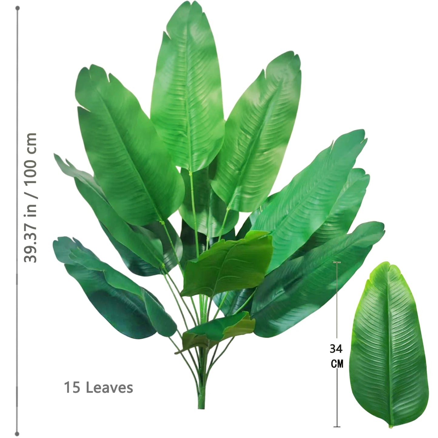 60-90-120cm(47.2in) Artificial Tropical Palm Tree Fake Banana Plant Leaves Real Touch Strelitzia Plastic Plant for Home Garden
