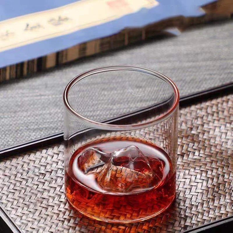 200/300/350ML 3D Mountain Whiskey Glass,Transparent Multipurpose Beer Tea Coffee Cup for Home,3D Landscape Cup for Bar Party