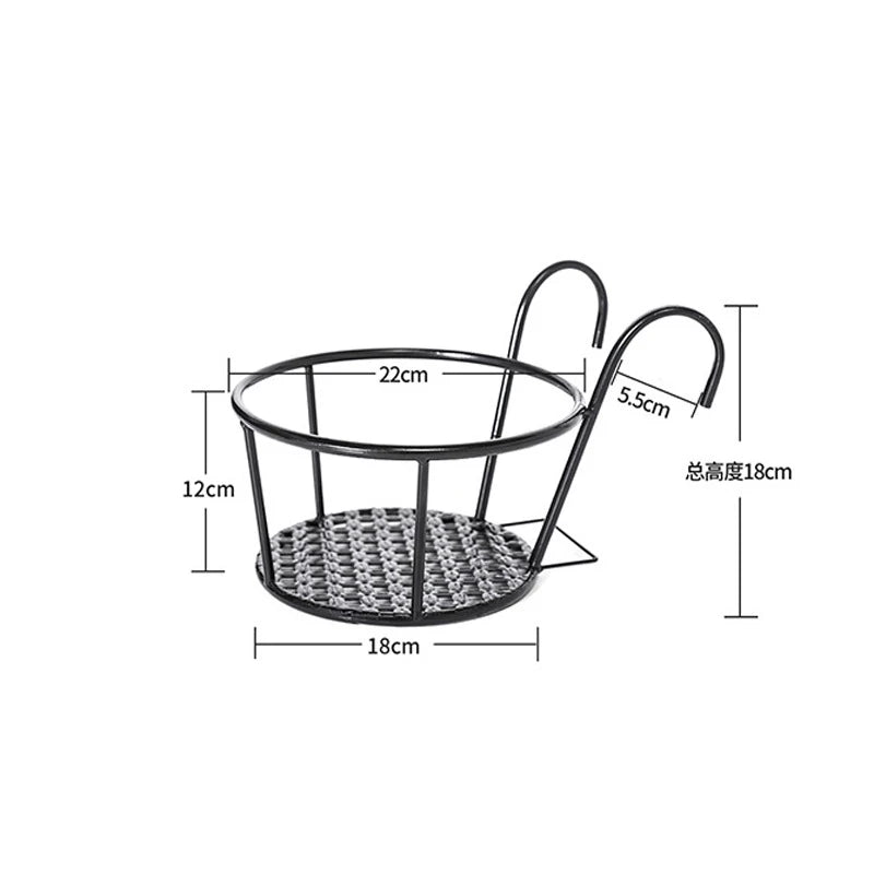One pack of 3 iron art hanging flower pots with hanging hooks, metal plant planting hanging basket, detachable, for balcony, fen