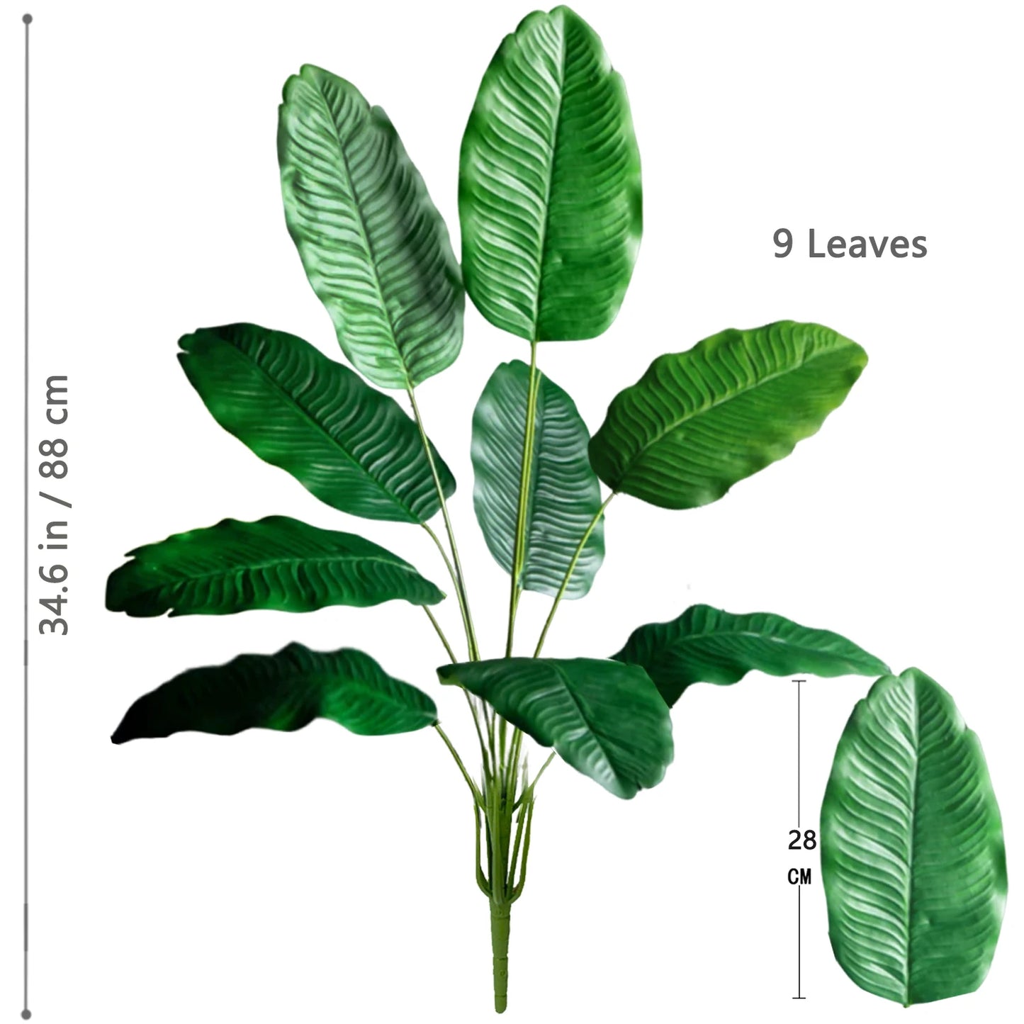 60-90-120cm(47.2in) Artificial Tropical Palm Tree Fake Banana Plant Leaves Real Touch Strelitzia Plastic Plant for Home Garden