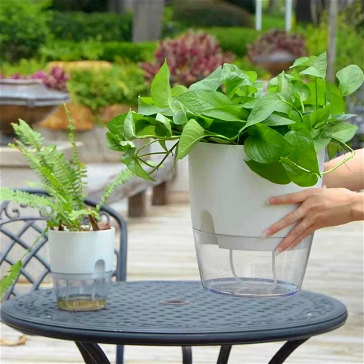 2 Layer Soilless Cultivation Flower Pot Cotton Rope Self Watering Hydroponic Plant Basin Automatic Irrigation Lazy Flowerpot 1Pc