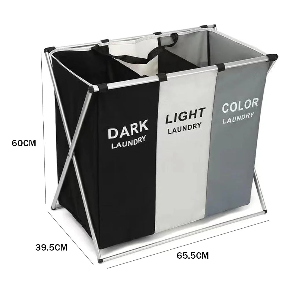 Foldable Laundry Basket Large Capacity Toys Clothes Organizer Aluminum Bracket Waterproof Bathroom Laundry Basket Hamper