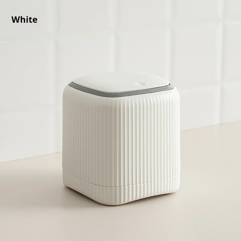 Desktop Trash Can with Lid In/Outside Double barrels Garbage Waste Bin Organizer Bedroom Office Desk Storage Box Durable Plastic