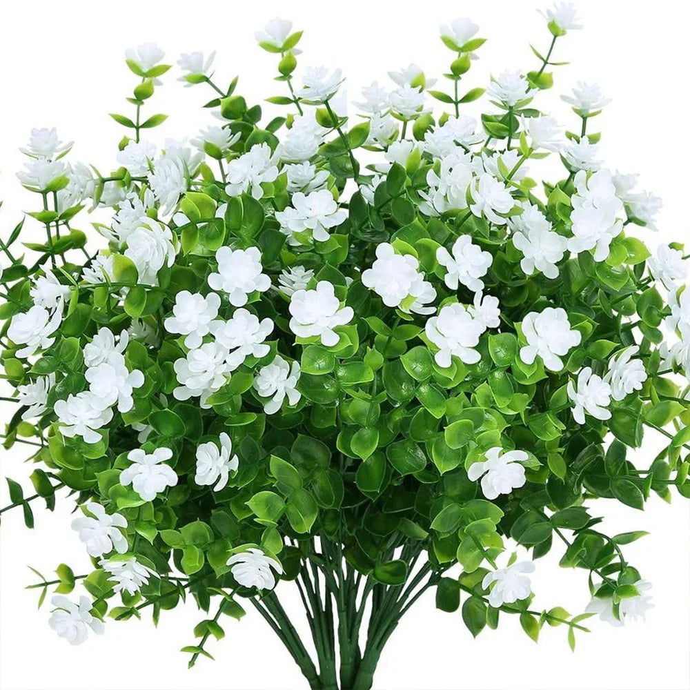 4 Bundles Artificial Plants Fake Boston Ferns Bushes Faux Shrubs Greenery UV Resistant Plant for Home Garden Outdoor Yard Decor