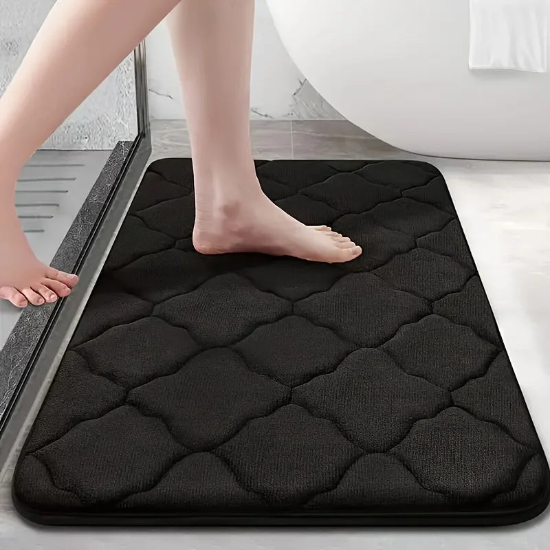 Non-Slip Bathroom Mat with Thick Memory Foam - Absorbent Polyester Floor Pad for Toilet Entrance Slow Rebound Sponge
