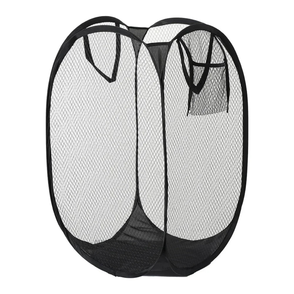 Dirty Clothes Basket Large Capacity Mesh Laundry Basket Ventilated Foldable Easy Storage Portable Bathroom Clothes Organizer Bag