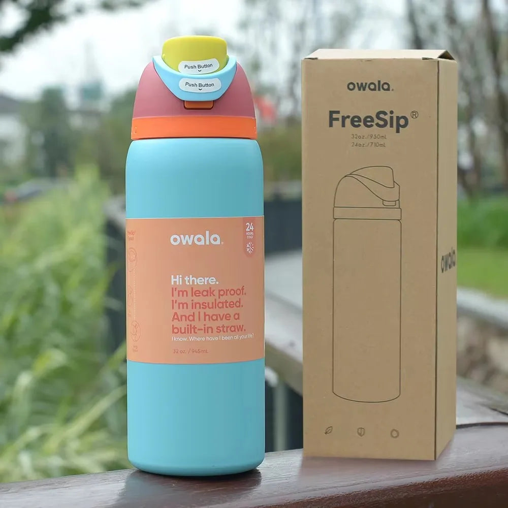 2025 NEW Owala 24Oz/32 OzInsulated Stainless Steel Water Bottle with Straw, BPA-Free Sports Water ion for Your Outdoor Adventure