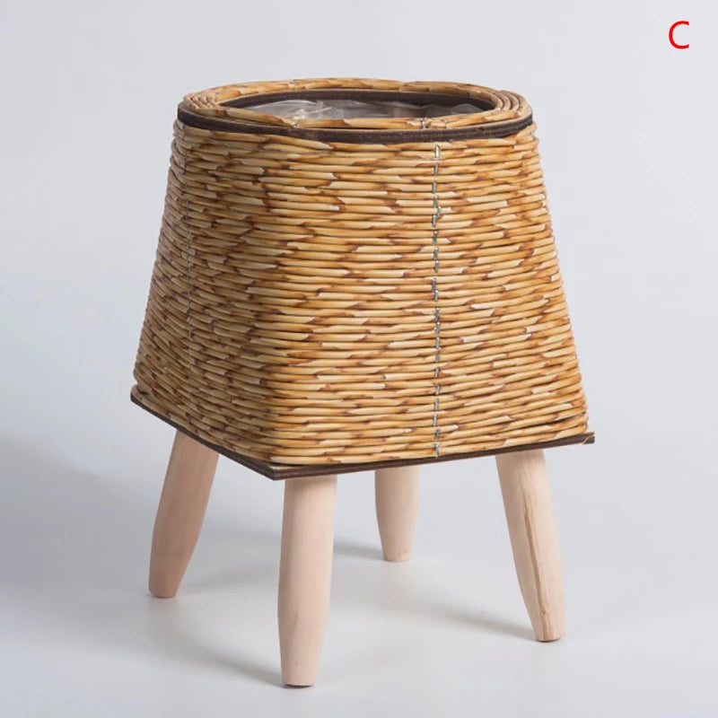 Vine Woven Wooden Frame Flower Stand As A Souvenir For Home Decor Indoor Decoration Desktop Green Ivy Succulent Potted Plant