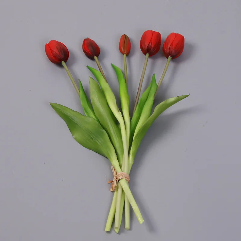 5pcs/Bouquet New Silicone Tulip Artificial Flower 40cm Real Touch Fake Plant B For Wedding Decoration Home Garen Acceeeories
