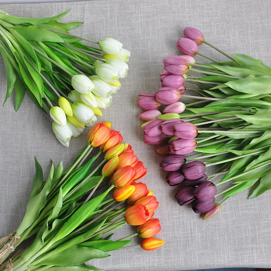 5pcs/Bouquet New Silicone Tulip Artificial Flower 40cm Real Touch Fake Plant B For Wedding Decoration Home Garen Acceeeories