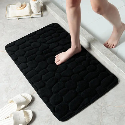 Cobblestone Embossed Home Bath Mat Bathroom Carpet Water Absorption Non-slip Memory Foam Absorbent Washable Rug Toilet Floor Mat
