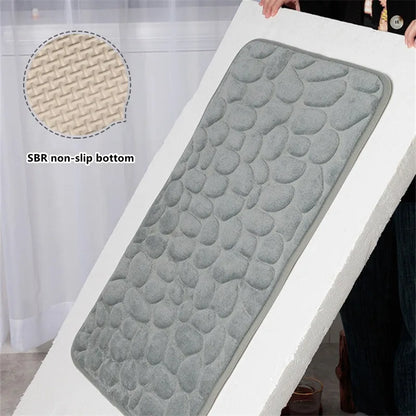 Cobblestone Embossed Home Bath Mat Bathroom Carpet Water Absorption Non-slip Memory Foam Absorbent Washable Rug Toilet Floor Mat