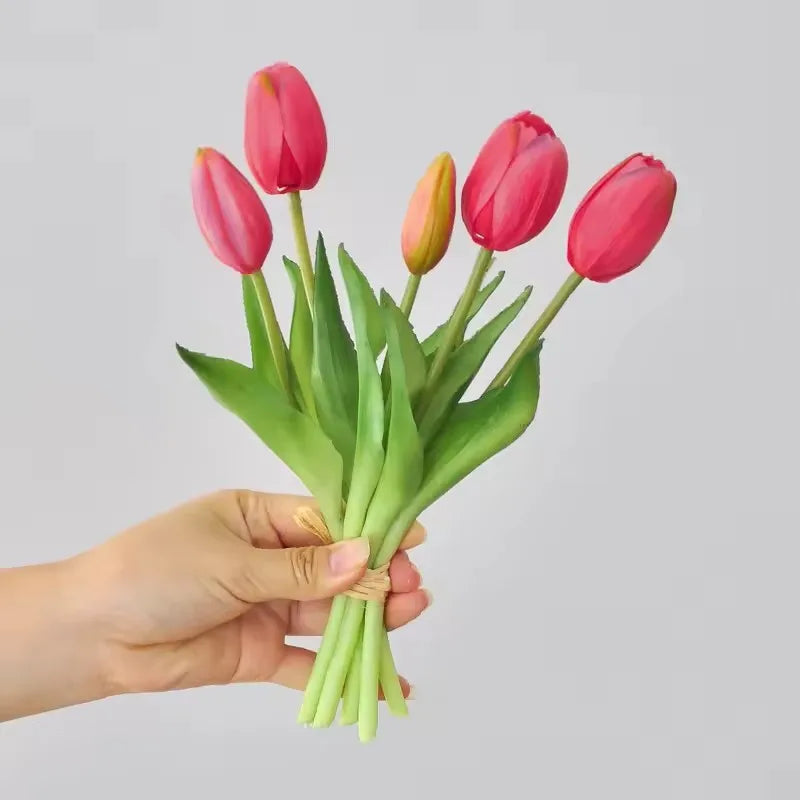 5pcs/Bouquet New Silicone Tulip Artificial Flower 40cm Real Touch Fake Plant B For Wedding Decoration Home Garen Acceeeories