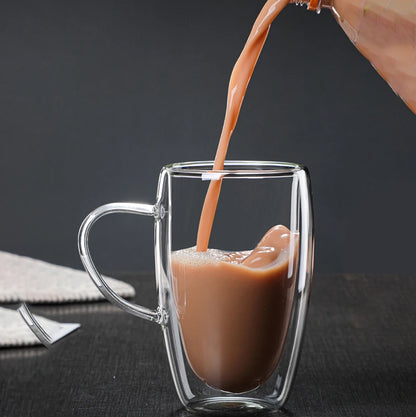 150/250/350/450ml Heat Resistant Double Wall Coffee Cup Transparent Glass Whiskey Tea Milk Cups Cold Beverage Wine Mug Drinkware
