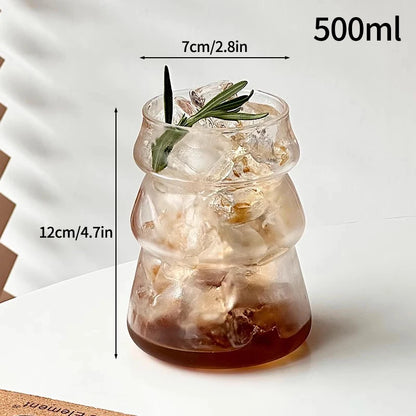 Glass Drinkware Cold Coffee Cups Latte Coffee Glass Iced Juice Milk Water Bottle Aesthetic Cup Wine Cocktail Glass כוסות לקפה קר