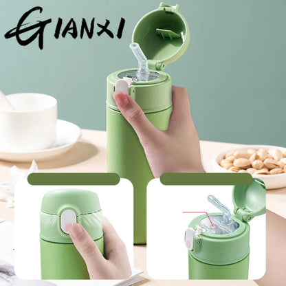 GIANXI Bouncing Straw Thermos Cup Stainless Steel Termos Water Bottle Simple Ins Style Portable Insulated Cups Drinkware