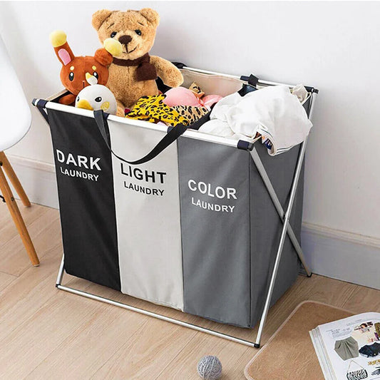 Foldable Laundry Basket Large Capacity Toys Clothes Organizer Aluminum Bracket Waterproof Bathroom Laundry Basket Hamper