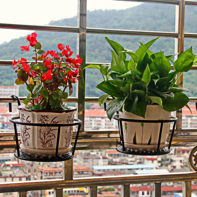 One pack of 3 iron art hanging flower pots with hanging hooks, metal plant planting hanging basket, detachable, for balcony, fen