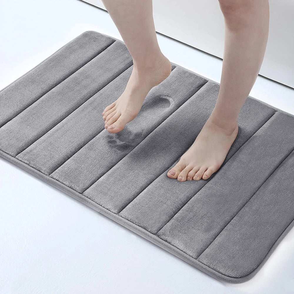 Homaxy Absorbent Bath Mat Non-Slip Bathroom Rug Soft Memory Foam Kitchen Floor Carpet Velvet Bathroom Carpet Home Decor Foot Mat