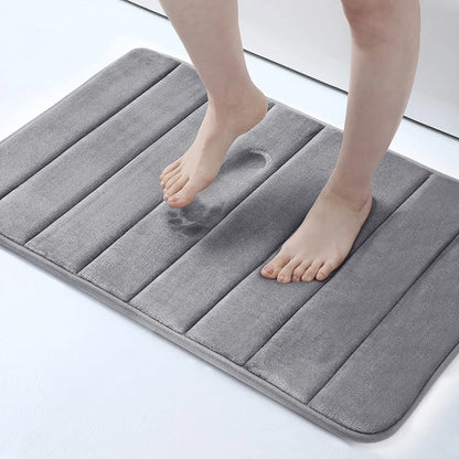 Homaxy Absorbent Bath Mat Non-Slip Bathroom Rug Soft Memory Foam Kitchen Floor Carpet Velvet Bathroom Carpet Home Decor Foot Mat