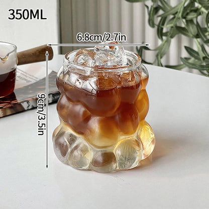 Glass Drinkware Cold Coffee Cups Latte Coffee Glass Iced Juice Milk Water Bottle Aesthetic Cup Wine Cocktail Glass כוסות לקפה קר