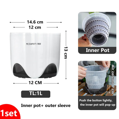 Meshpot 12 cm Plastic Orchid Pot Inner Clear Orchid Planter Double Layer Good Outlooking Plants Container Garden Accessories