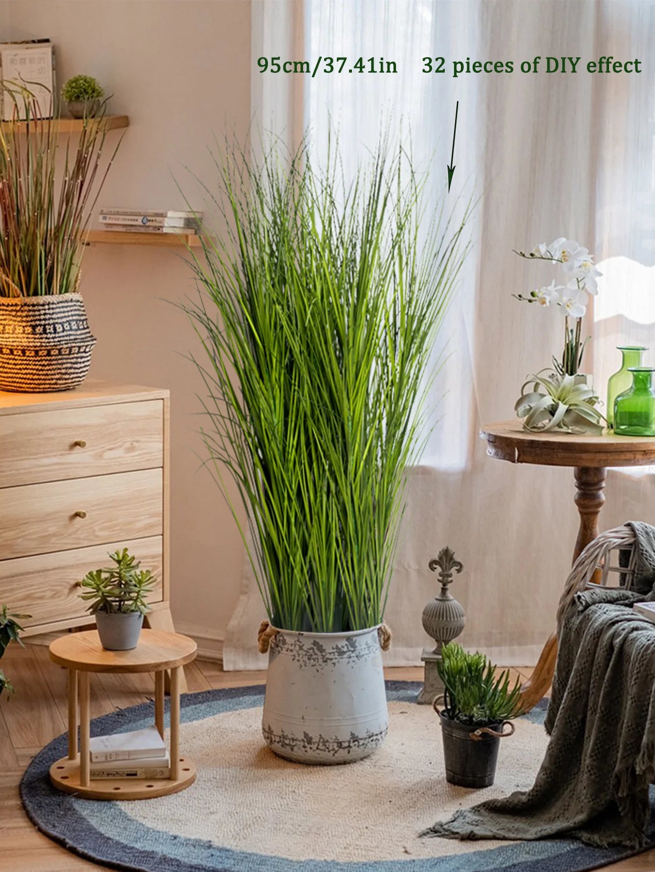 Artificial Reed Grass Large Fake Onion Grass Plants Tropical Green Plants Leaves Bouquet PVC Grass For Wedding Garden Offic